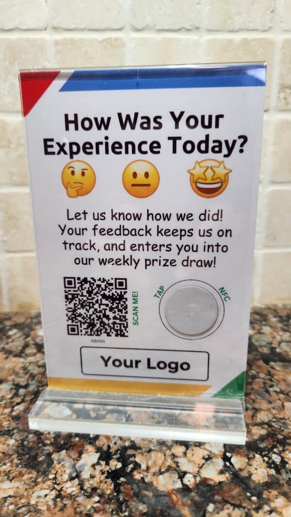Review Request Stand with QR Code and NFC Tag